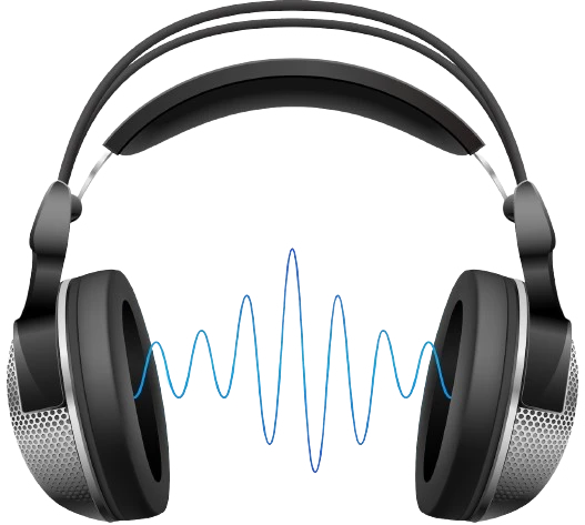 Binaurale Beats Kopfhörer mit Schallwellen zwischen den Polstern